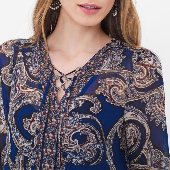 WHBM Long-Sleeve Paisley Dress - Picture 5 of 12